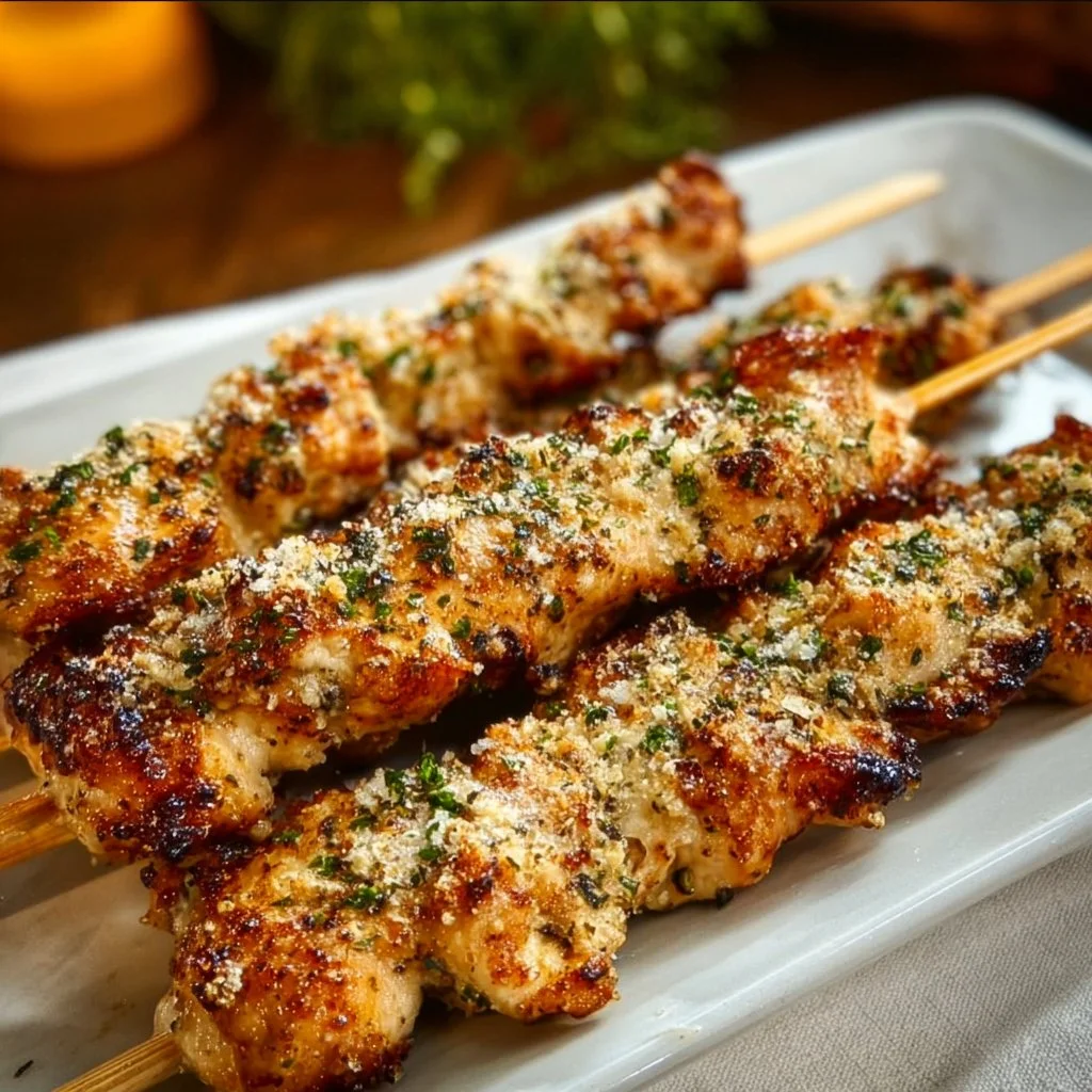 Ranch Garlic Parmesan Chicken Skewers