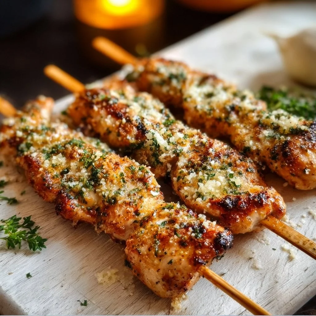 Ranch Garlic Parmesan Chicken Skewers