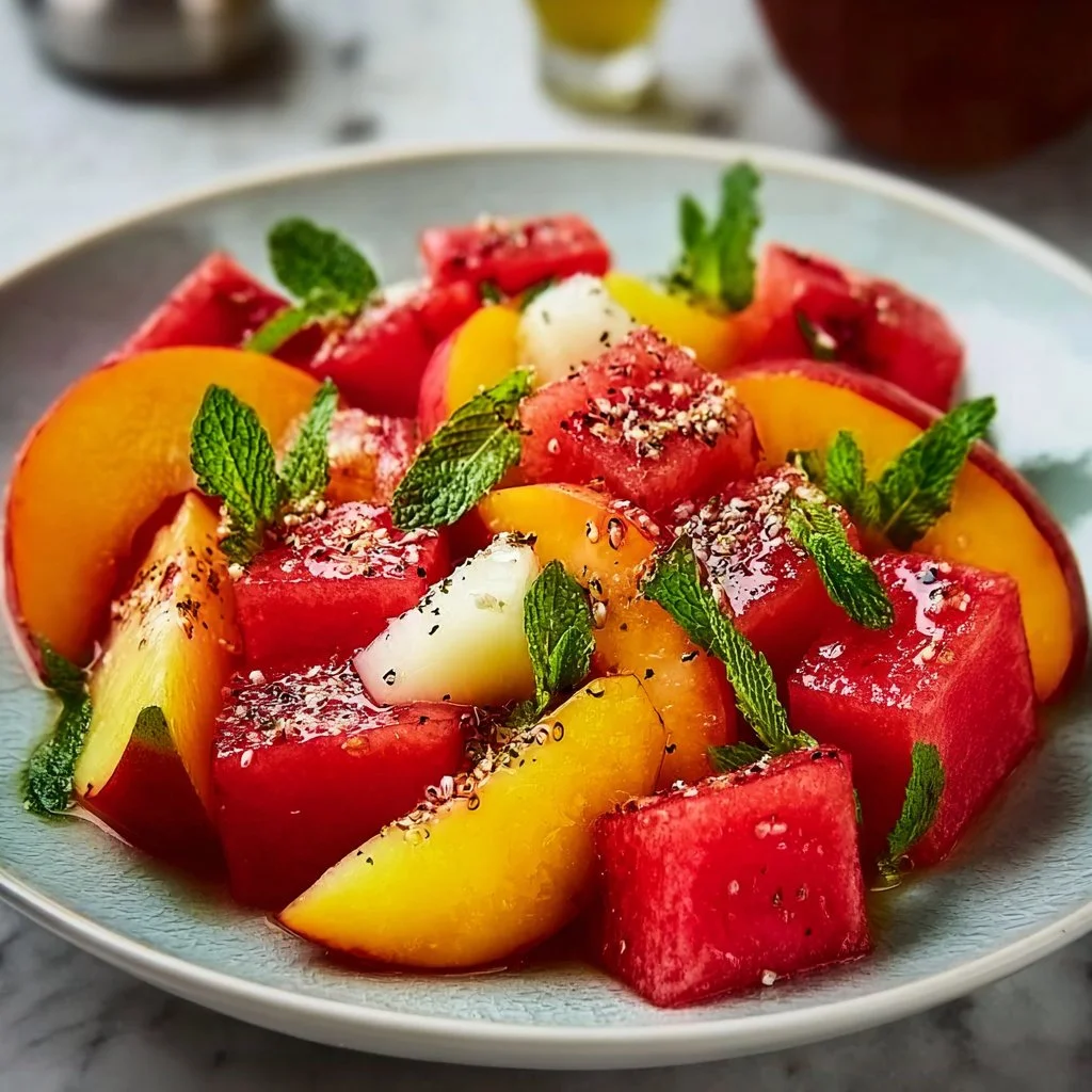 Refreshing Peach and Watermelon Salad