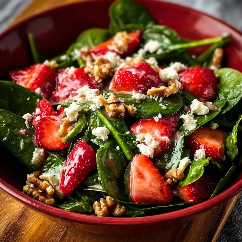 Spinach Strawberry Walnut Salad with Feta