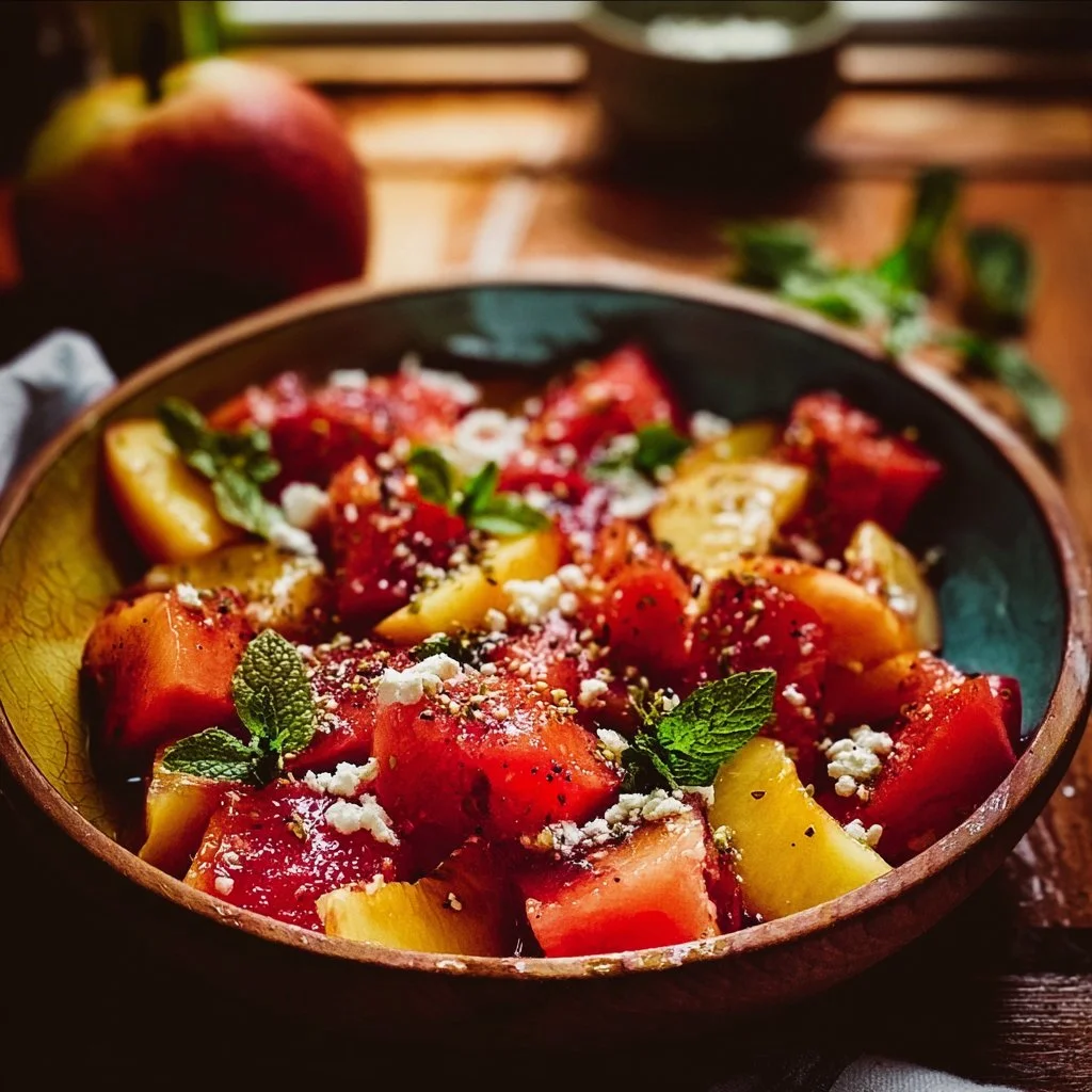 Easy Summer Peach Watermelon Salad