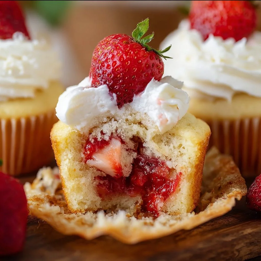 Vanilla Strawberry Shortcake Cupcakes