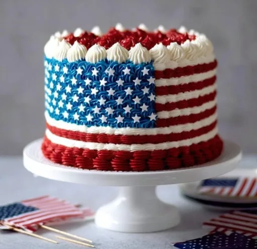 Delicious 4th of July cake decorated with a flag design for Independence Day