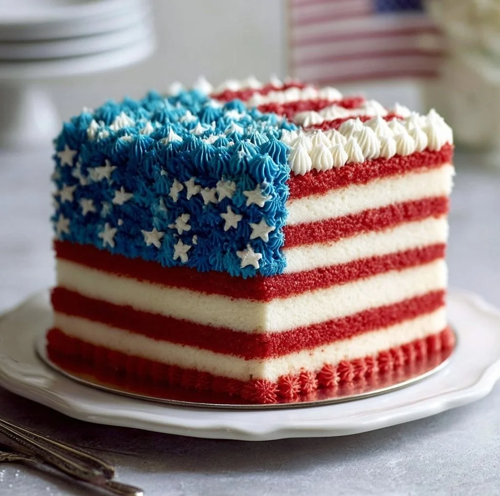 4th of July Cake with Flag