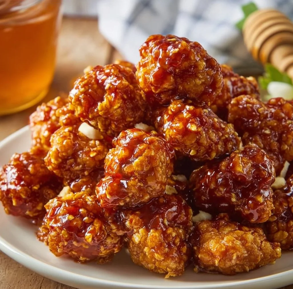 Baked Honey BBQ Popcorn Chicken