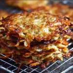 Golden-brown cabbage fritters served on a plate with dipping sauce.