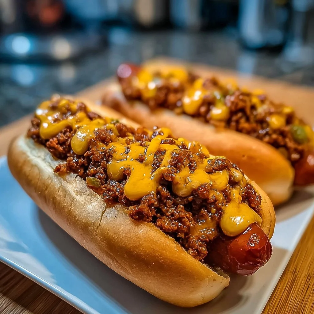 Cheesy Ground Beef Hot Dogs
