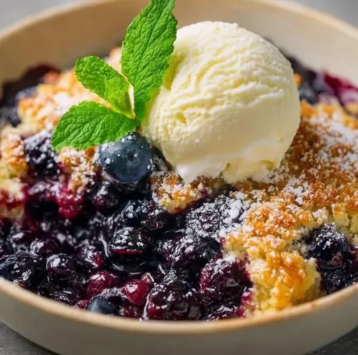 Delicious easy blueberry cobbler baked to perfection with fresh blueberries.
