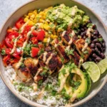 Delicious Fajita Chicken Bowl with colorful vegetables and spices