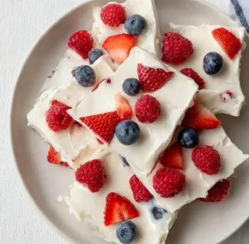 Delicious Greek Yogurt Bark topped with fruits and nuts