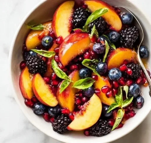 Honey Lime Peach Salad with fresh peaches and lime dressing