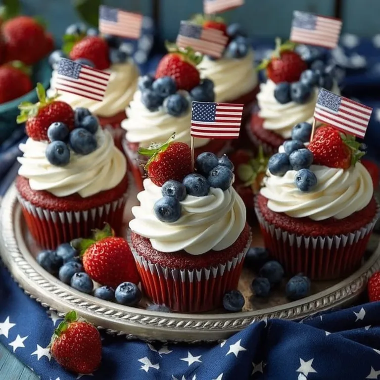 Festively decorated Labor Day cupcakes for a patriotic celebration