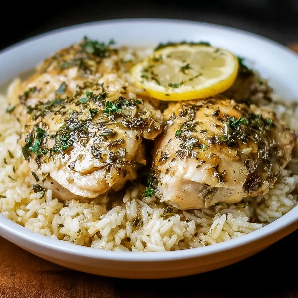 Slow Cooker Lemon Herb Chicken and Rice