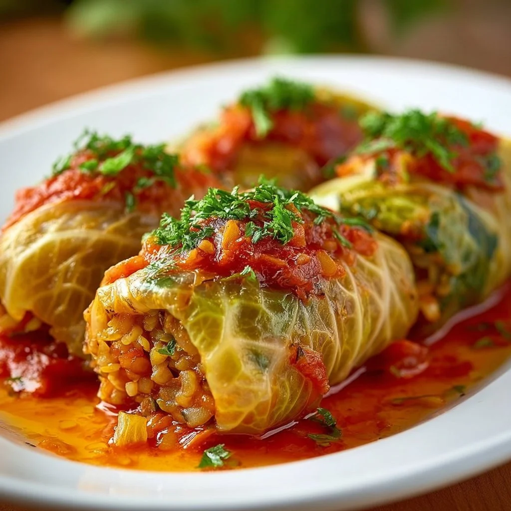 Lentil and Rice Cabbage Rolls