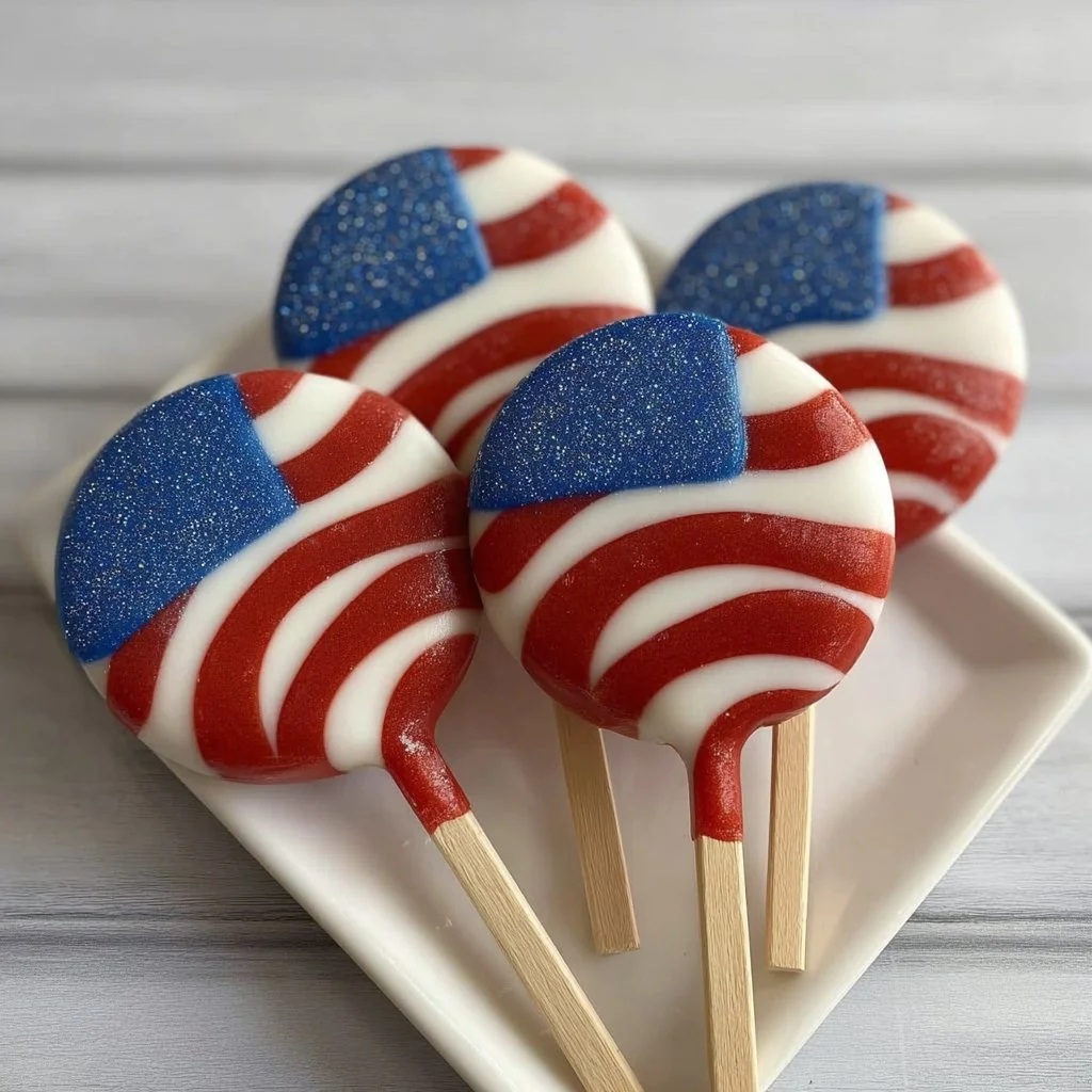Patriotic Lollipops on Wooden Sticks