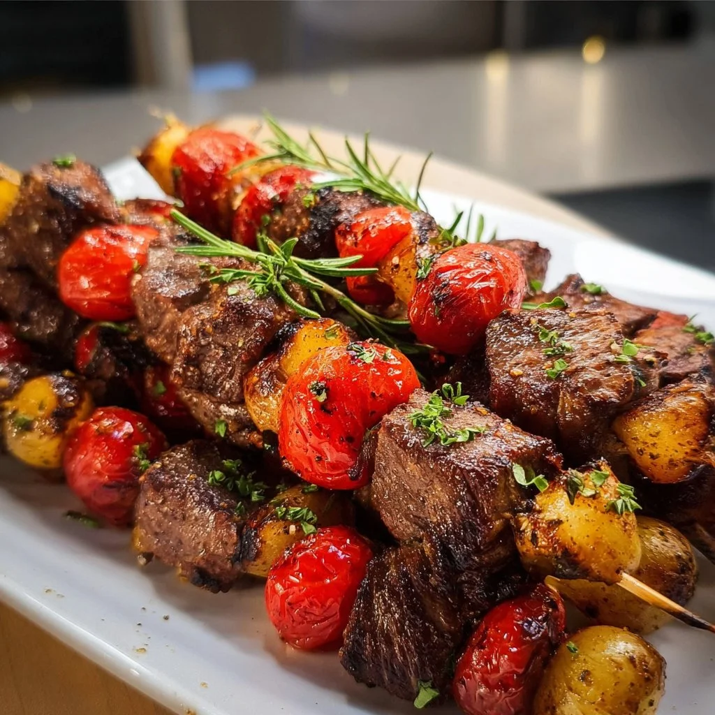 Rosemary Garlic Steak Kebabs