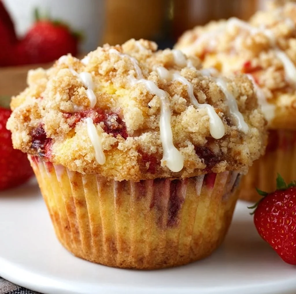 Strawberry Cream Cheese Muffins with Streusel Topping