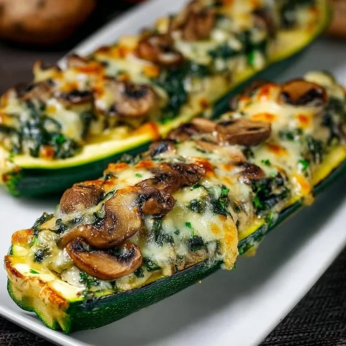 Stuffed Zucchini Boats 4 Delicious Spinach, Mushroom, and Ricotta Stuffed Zucchini Boats