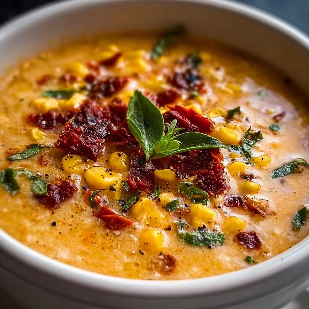 Irresistible Sun Dried Tomato Corn Chowder