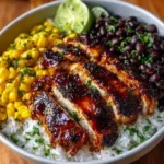 Delicious BBQ Chicken Bowls with fresh vegetables and sauce
