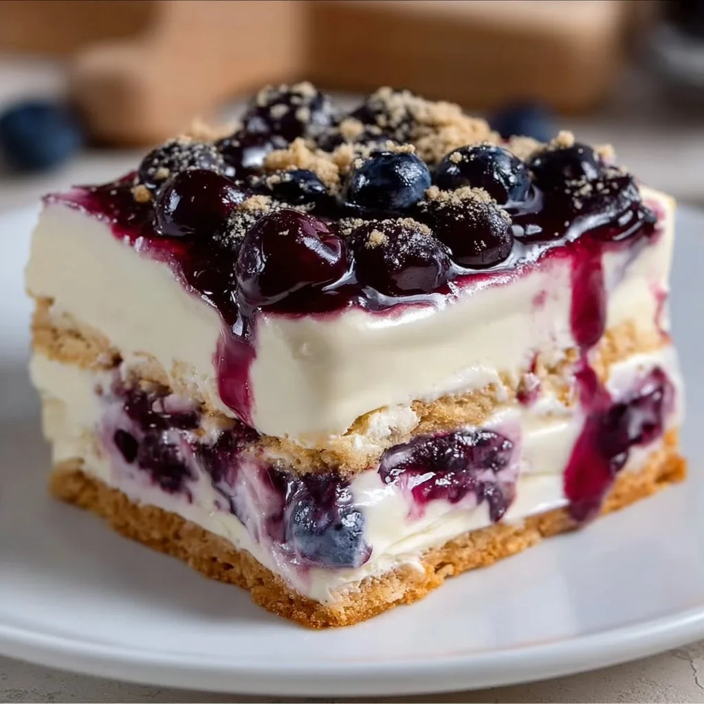 Blueberry Vanilla Cheesecake Icebox Cake