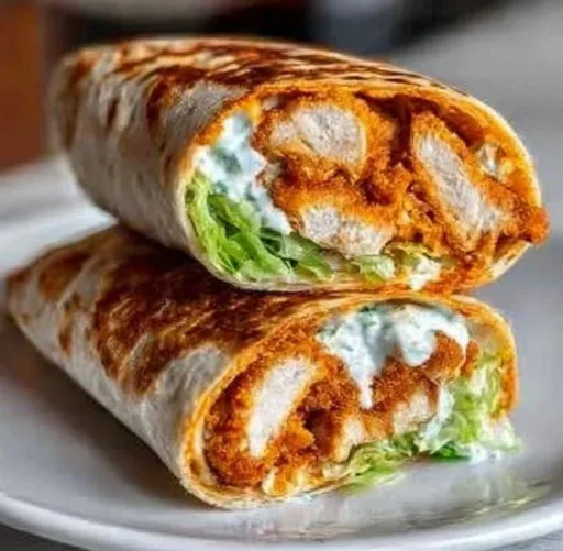 Crispy Buffalo Chicken Wraps filled with spicy chicken and fresh veggies
