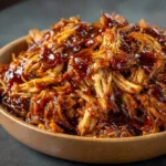 Delicious crockpot BBQ chicken ready to serve