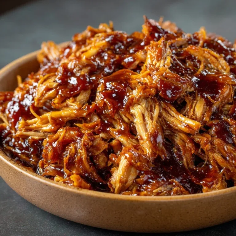 Delicious crockpot BBQ chicken ready to serve