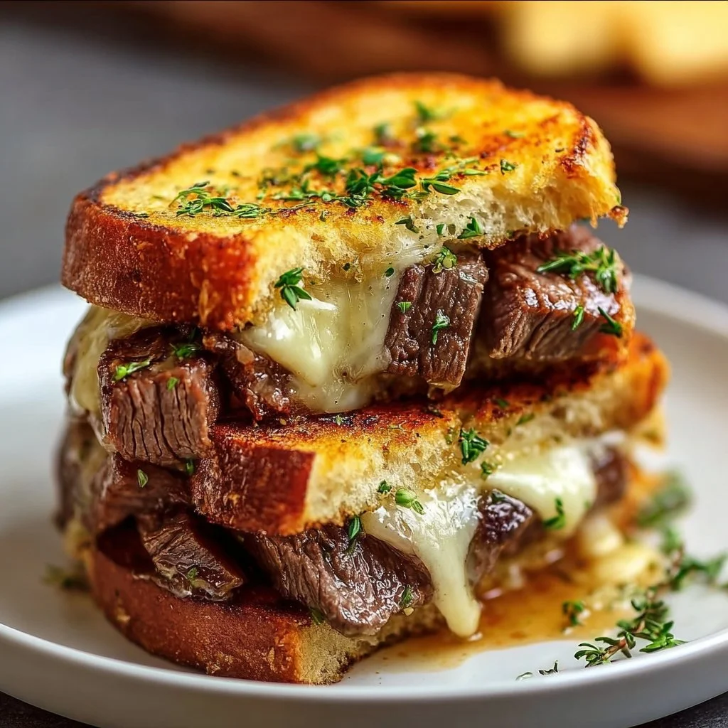 Steak Grilled Cheese and Garlic Bread