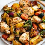 Delicious sheet pan lemon herb chicken with colorful vegetables