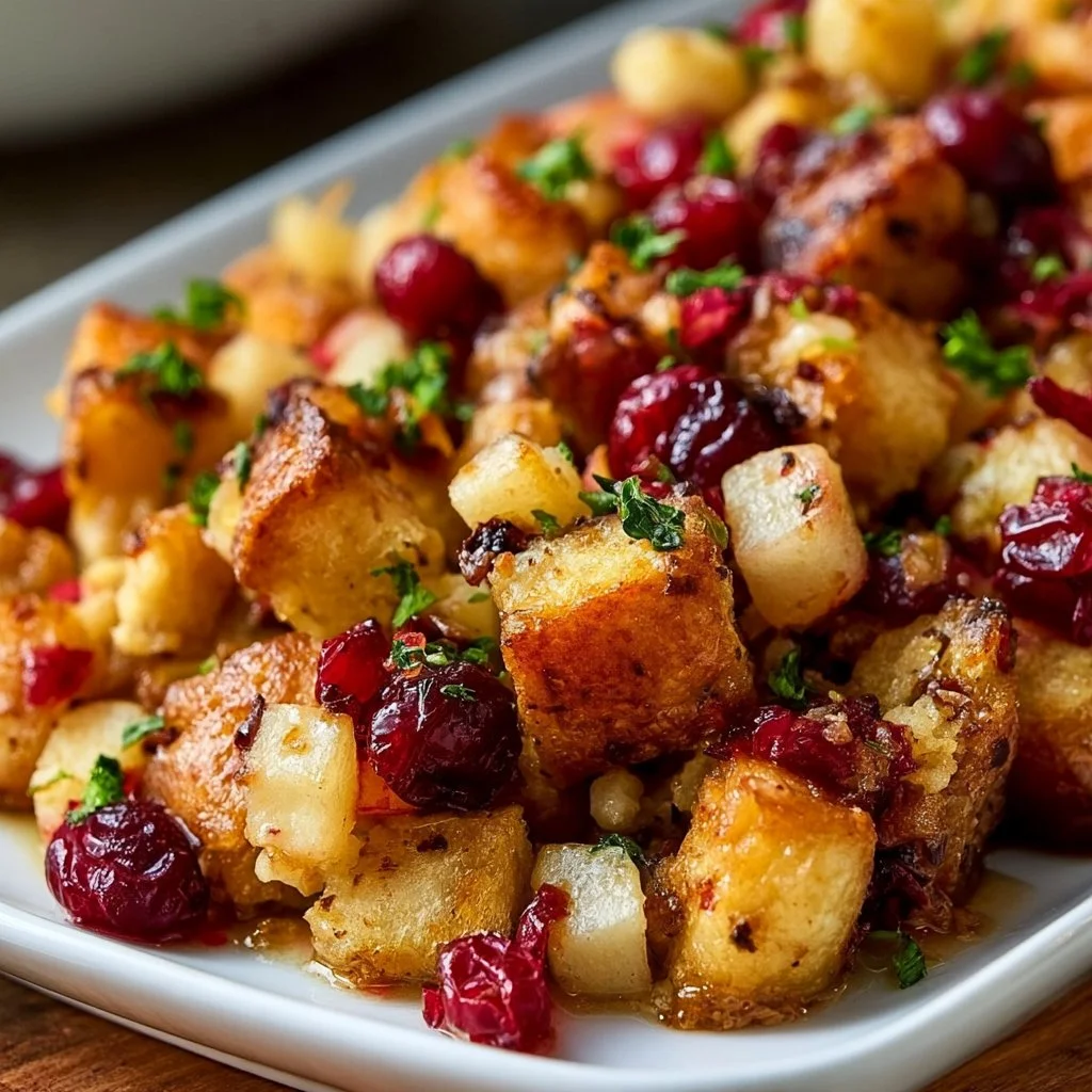 Sweet & Savory Apple Cranberry Stuffing | Perfect Thanksgiving Recipe