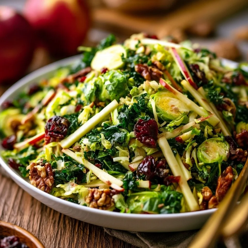 Brussels Sprout Kale Apple Salad - Thanksgiving Side Dish Recipe