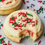 Delicious cake batter cookies stacked on a plate, ready to enjoy.