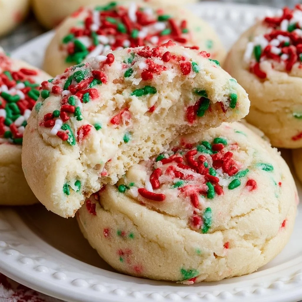 Copycat Christmas Cake Batter Cookies! This easy recipe is perfect for the holidays - make these copycat cookies at home… | Easy christmas sugar cookie batter, Crumble cookie batter cookies, Stuffed christmas cookies