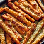 Bowl of Parmesan roasted carrots with herbs and spices