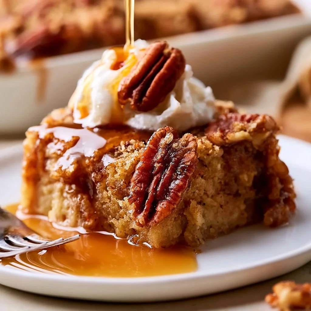 Easy Pecan Pie Dump Cake - Gooey Holiday Dessert