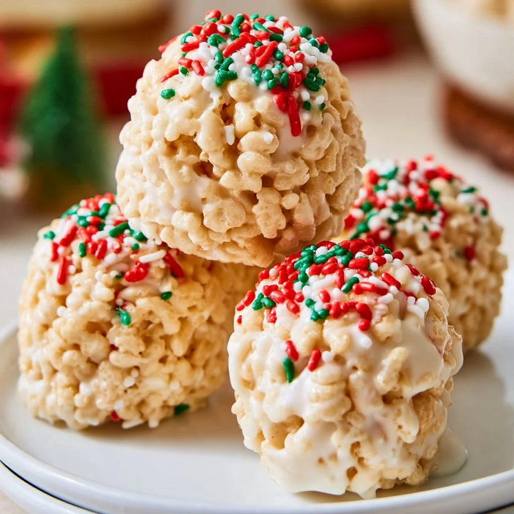 Christmas Rice Crispy Treats With Sprinkles: Easy Holiday Dessert Recipe For Festive Krispie Balls