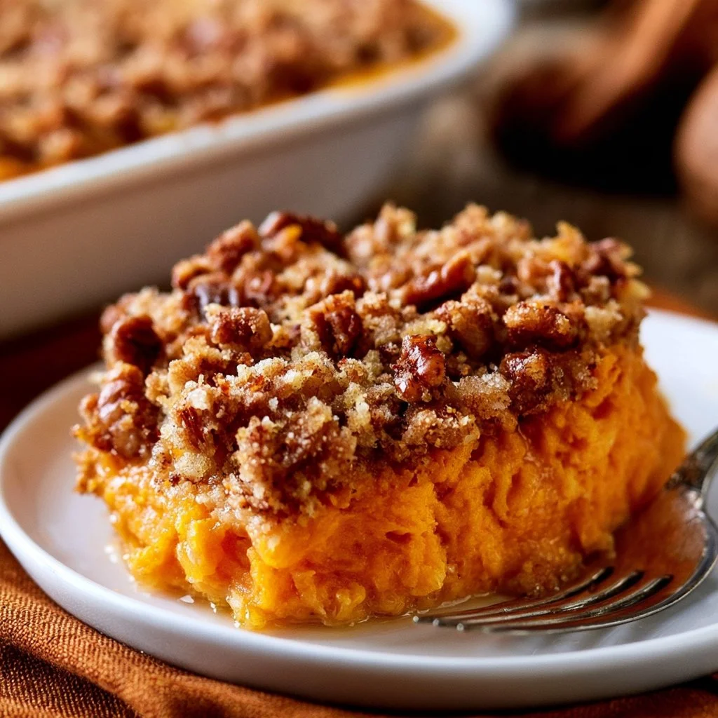 Holiday Favorite Crunchy Top Bake | Sweet Potato Casserole Recipe